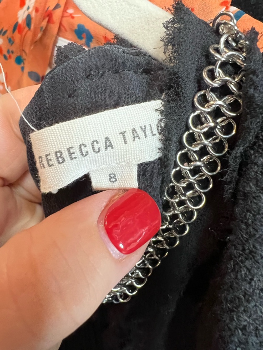 REBECCA TAYLOR Black Fringed Chain Mail Neckline Quiet Luxury Sheath Dress, 8 - Picture 11 of 11
